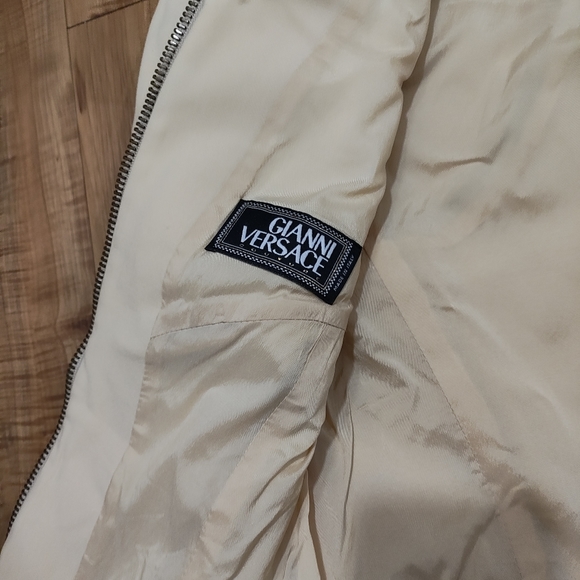 Versace Women's Beige Full Zip Wool Jacket Wrstern - Picture 11 of 12